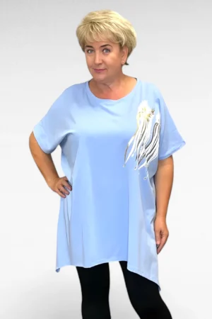 TU.112 - Asümmeetrilise lõikega kuldse prinditud mustriga tuunika "Juulika"