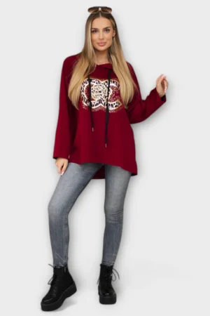 PL.091 - Sätendava ringimustriga kapuutsiga pikem pluus "Italy Moda"