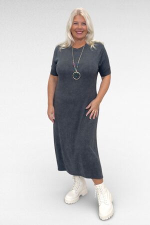 KL.177 - Hallikas pikk lühikeste varrukatega kootud kleit