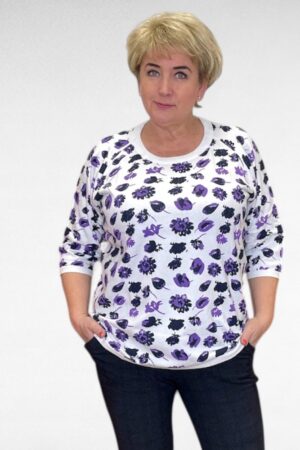 KU.042 - Lilla- ja valgekirju mustriga sviiter "Lily Ella"