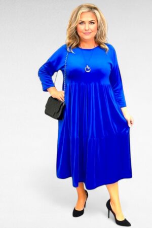 KL.781 - Pidulik pikk satsiline elektrisinine veluursametist kleit "Janeli"