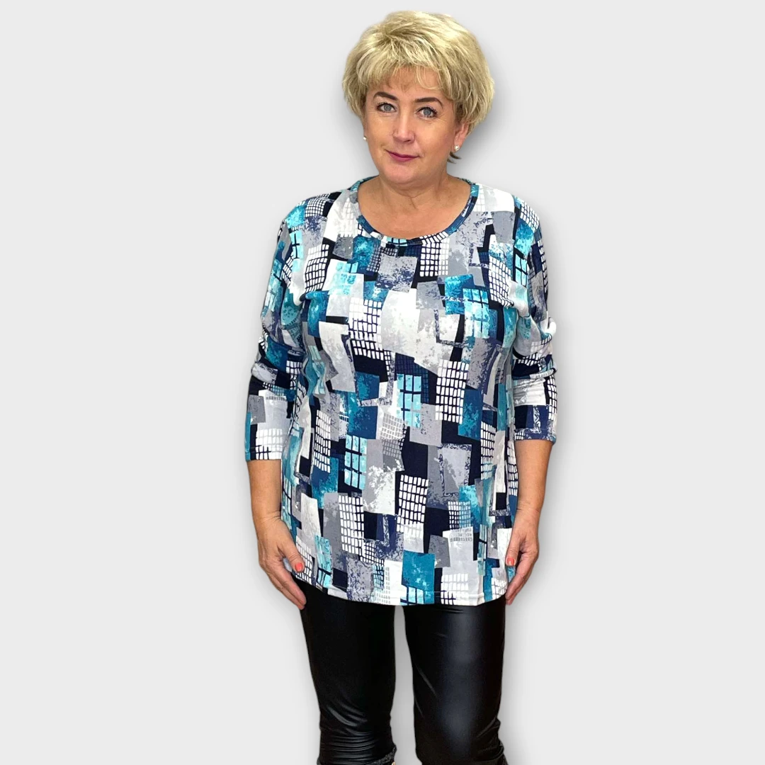 PL.409 - Geomeetrilise mustriga pehme pluus "Sanna"