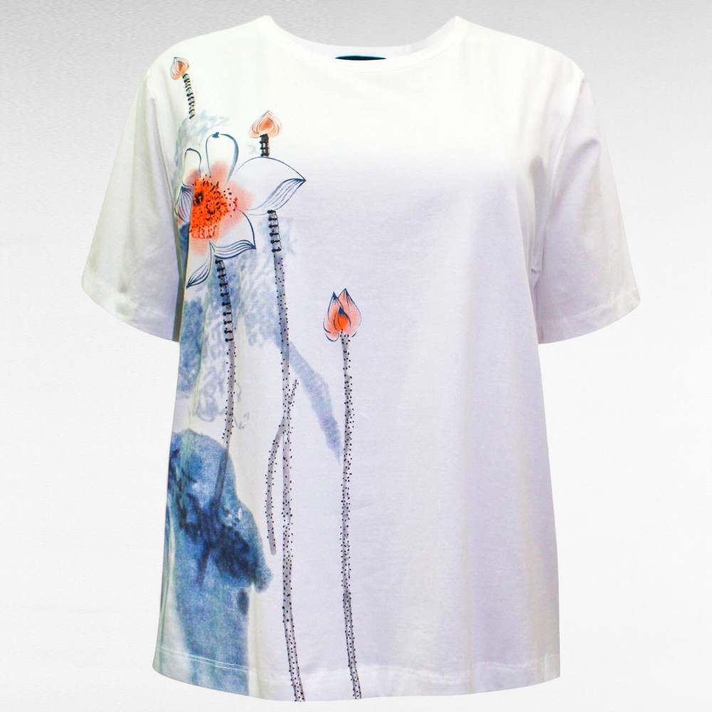 Sinise- ja oranžikirju lillemustriga pluus "Hepburn" (PL.450) - Image 2