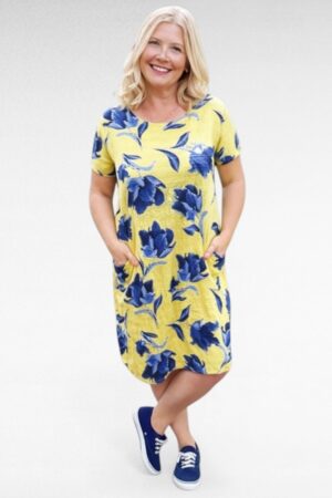 Kellukesemustriga taskutega suvekleit (KL.402)