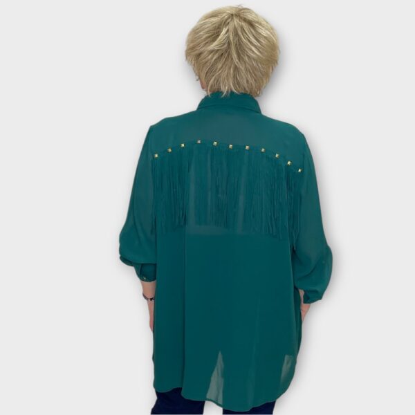 PL.314 - Tumeroheline kauboistiilis narmastega šifoonkangast pluus "Denim 24/7" - Image 3
