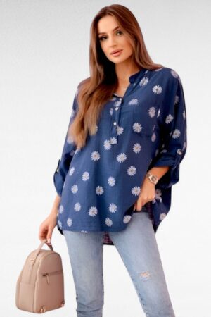 PL.599 - Karikakramustriga puuvillane pluus "Italy Moda"