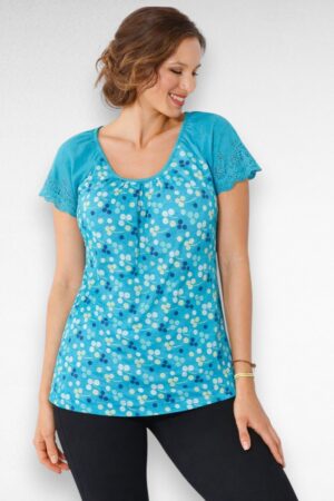 Türkiissinine mummulise mustriga suvepluus (PL.352)