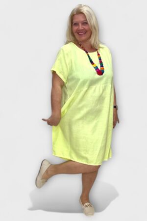 TU.004 - Suvine kelmikas kaelakeega linasegune tuunika/minikleit "Italy Moda"