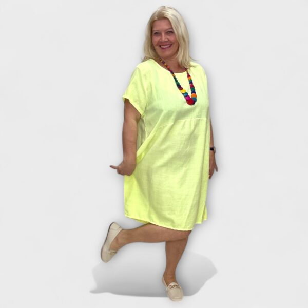 TU.004 - Suvine kelmikas kaelakeega linasegune tuunika/minikleit "Italy Moda"