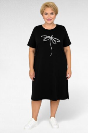KL.441 - Stiilne must rinna pealt sätendava kiilimustriga dresskleit "Seraj"
