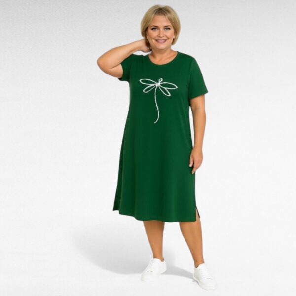 KL.441 - Stiilne must rinna pealt sätendava kiilimustriga dresskleit "Seraj" - Image 3