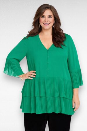 PL.411 - Roheline alt plisseeritud pluus "Roamans"