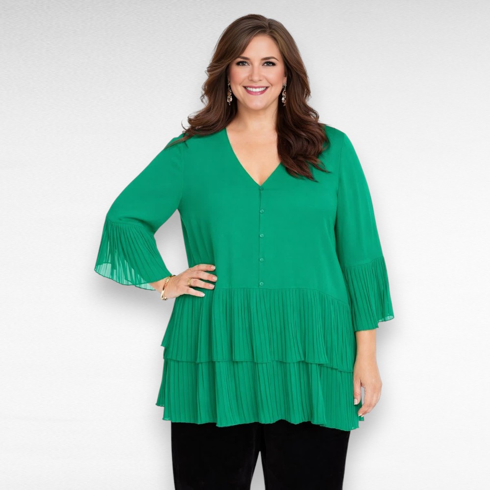 PL.411 - Roheline alt plisseeritud pluus "Roamans"