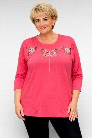 PL.420 - Poolpikkade varrukatega liblikamustriga naiste pluus "Wawa"