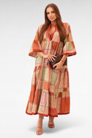 KL.876 - Satsiline boho stiilis pilkupüüdev suvekleit  "Iris"