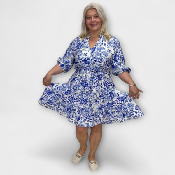 KL.997 - Suvine kelmikas alt satsiga keskelt vööga kleit "Kimberly"