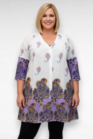 Puuvillane lillakirju neerumustriga tuunika "Viera" (TU.655)
