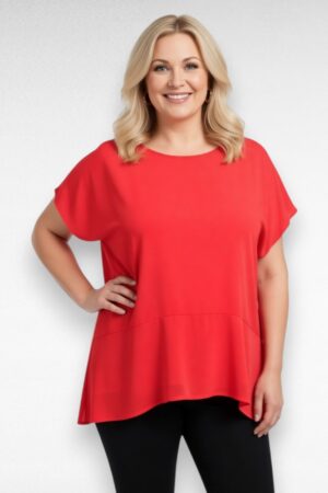 Punane pluss suurus alt satsiga pluus "Second Script" (PL.464)