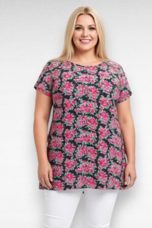 Punaselilleline puuvillane pluss suurus tuunika "Ivans" (TU.019)