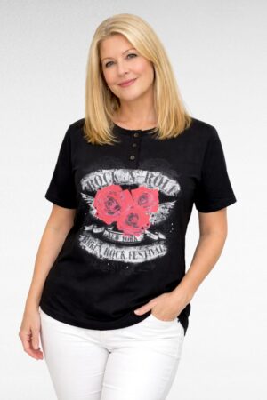 PL.396 - Must rokisõbra T-särk  kirjaga  "Rock`n`Roll"