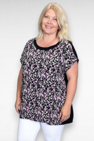 Roosa- ja valgekirju lillemustriga tuunika "Kiabi" (TU.107)
