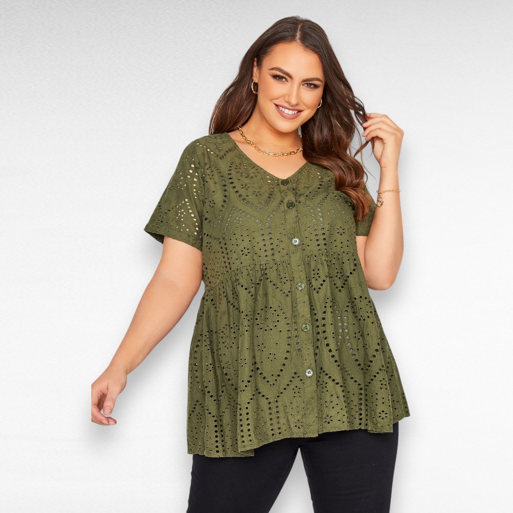 Broderiipitsist peplumpluus "Yours" (PL.357)