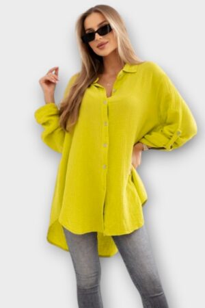 PL.495 - Puuvillasest musliinkangast eest nööpidega pluus "Italy Moda"
