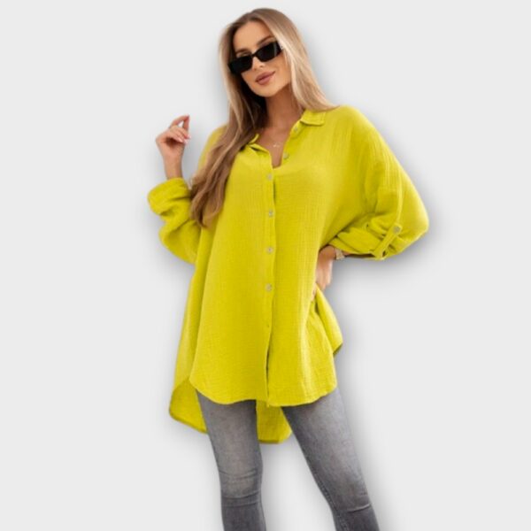 PL.495 - Puuvillasest musliinkangast eest nööpidega pluus "Italy Moda"