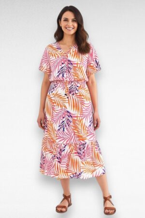 Troopilise mustriga pikk kortsuriidest suvekleit "Julipa" (KL.529)