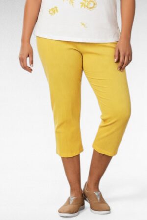 Kollased kortsuriidest poolpikad naiste suvepüksid  (PY.012)