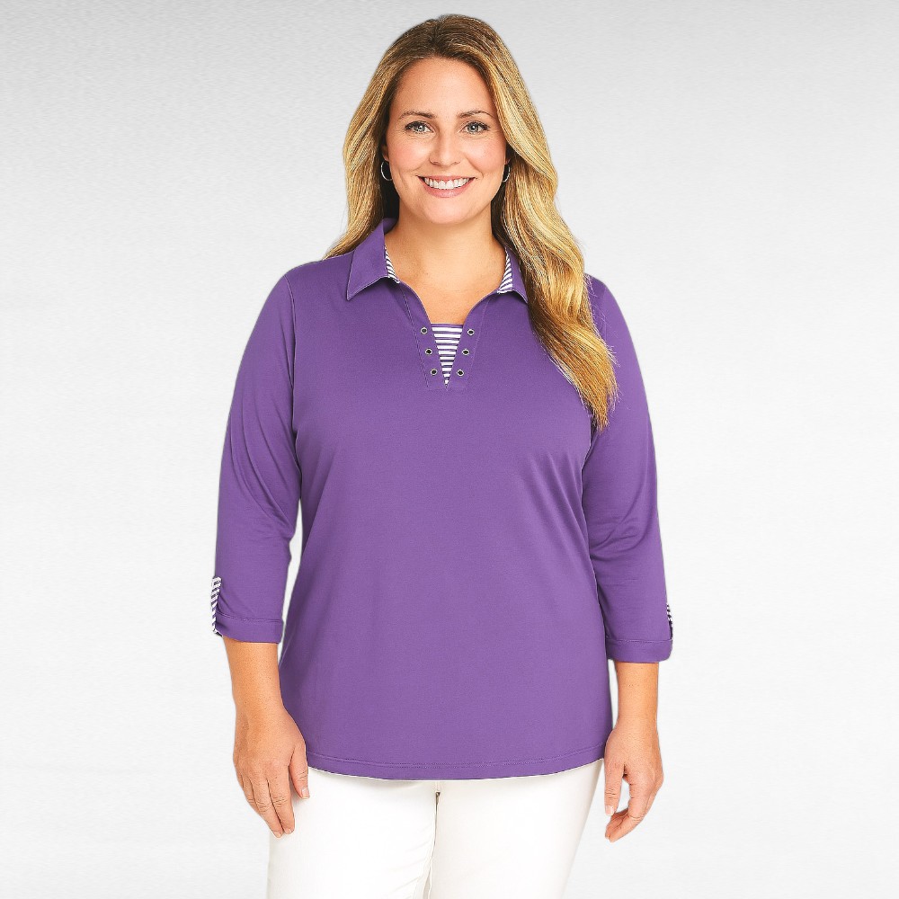 PL.529 - Triibulise mustriga puuvillane pluus "L Collection" - Image 6