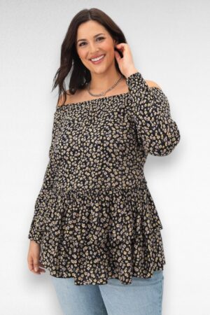 Kollasekirju lillemustriga peplumlõikega pluus "Simply Be" (PL.286)