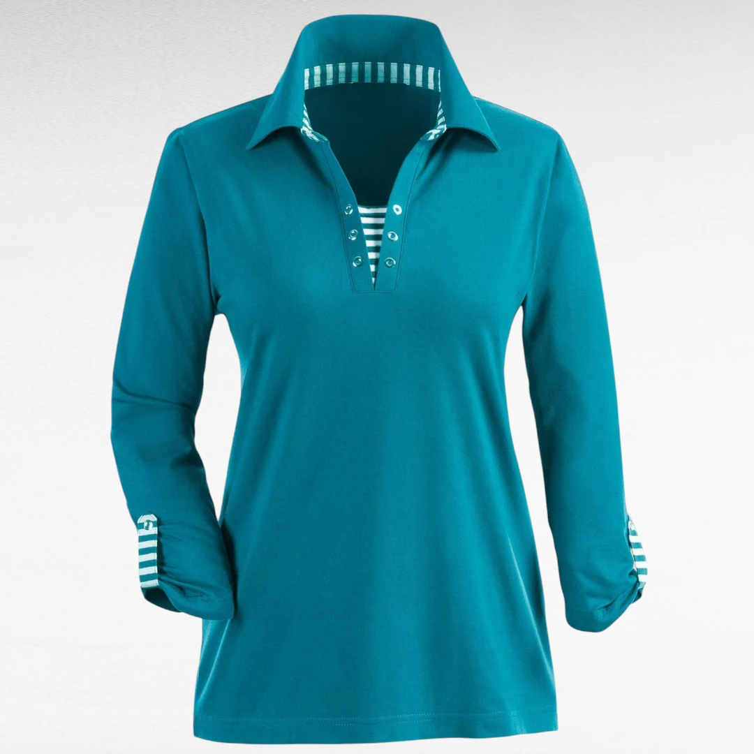 PL.529 - Triibulise mustriga puuvillane pluus "L Collection" - Image 5