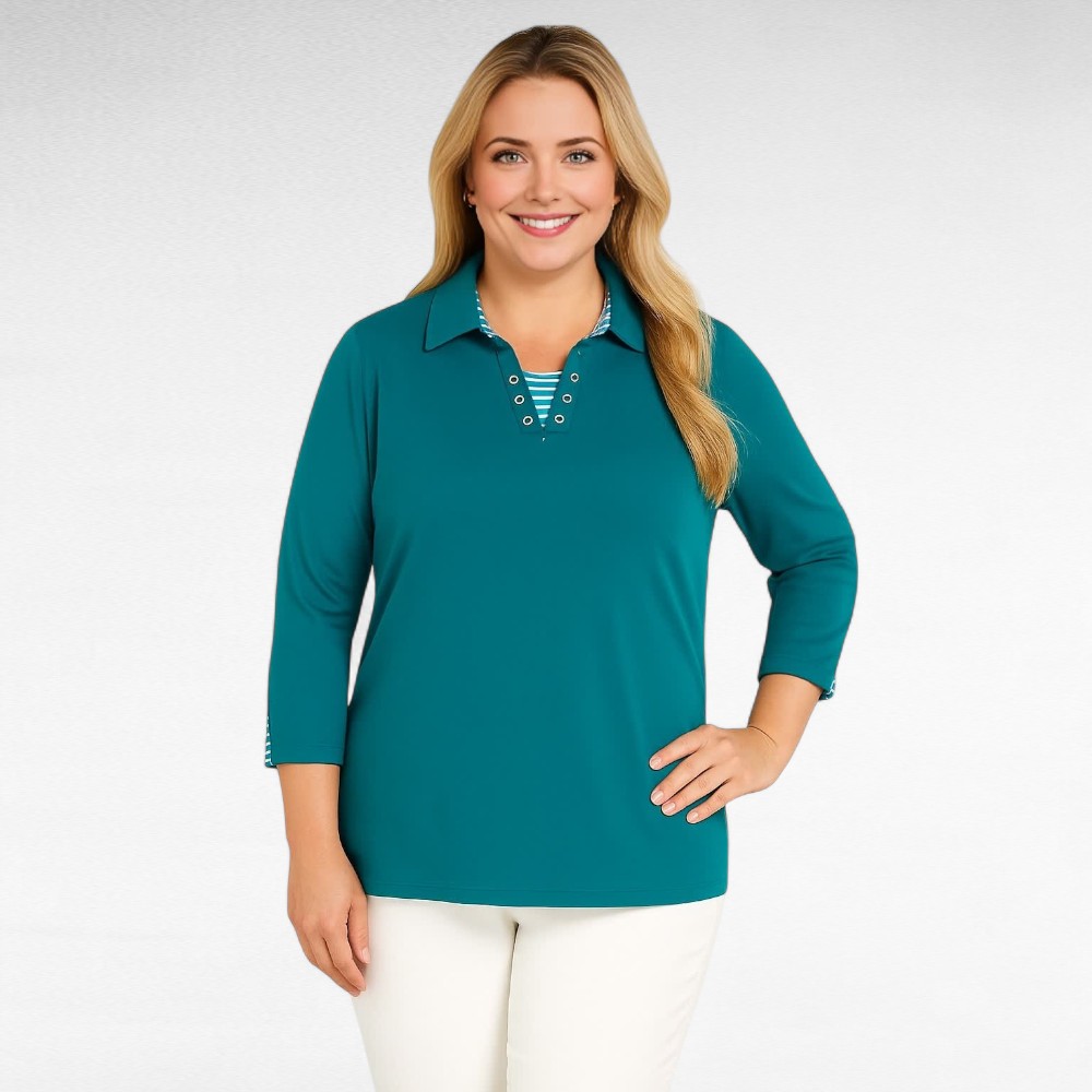 PL.529 - Triibulise mustriga puuvillane pluus "L Collection"