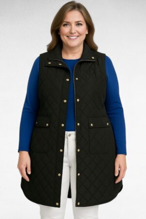 JO.017 - Must tepitud vest suurte taskutega