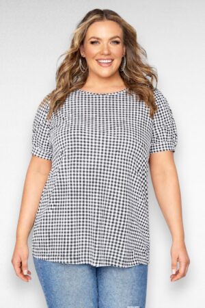 PL.318 - Ruudulise mustriga pikem pluus "Yours"