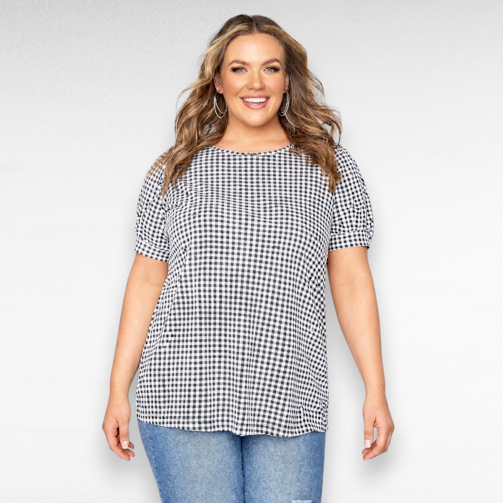 PL.318 - Ruudulise mustriga pikem pluus "Yours"