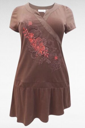 TU.058 - Pruun lilletikanditega satsiga tuunika "Taillissime"