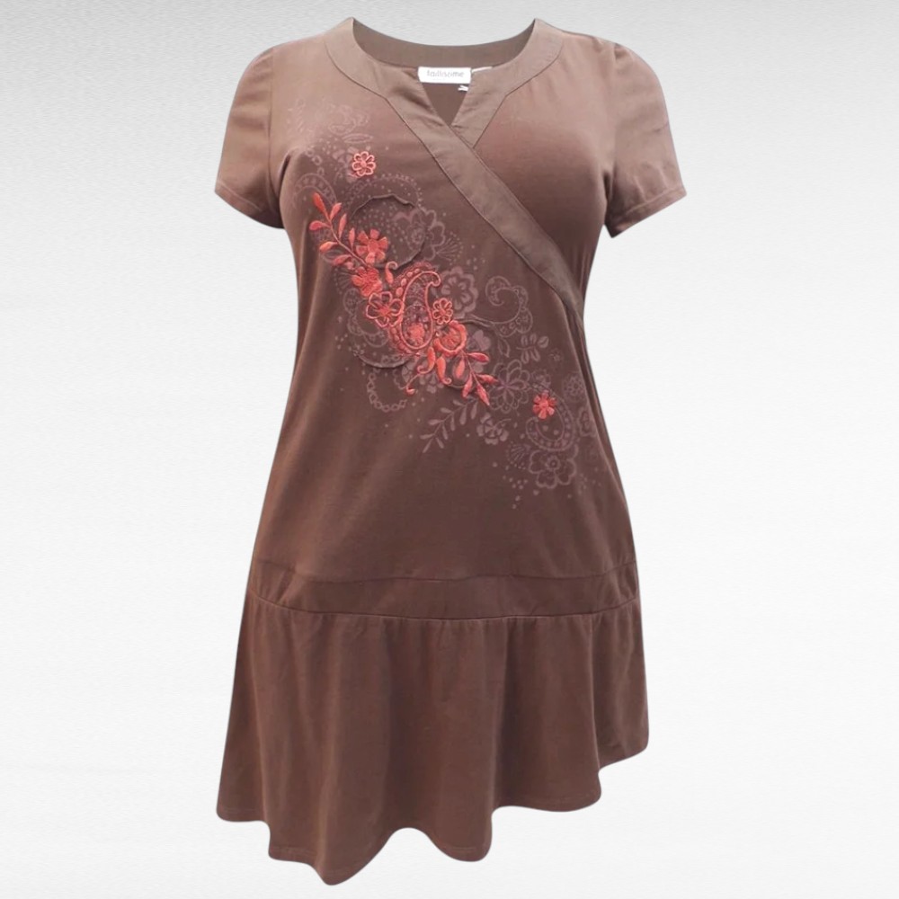 TU.058 - Pruun lilletikanditega satsiga tuunika "Taillissime"