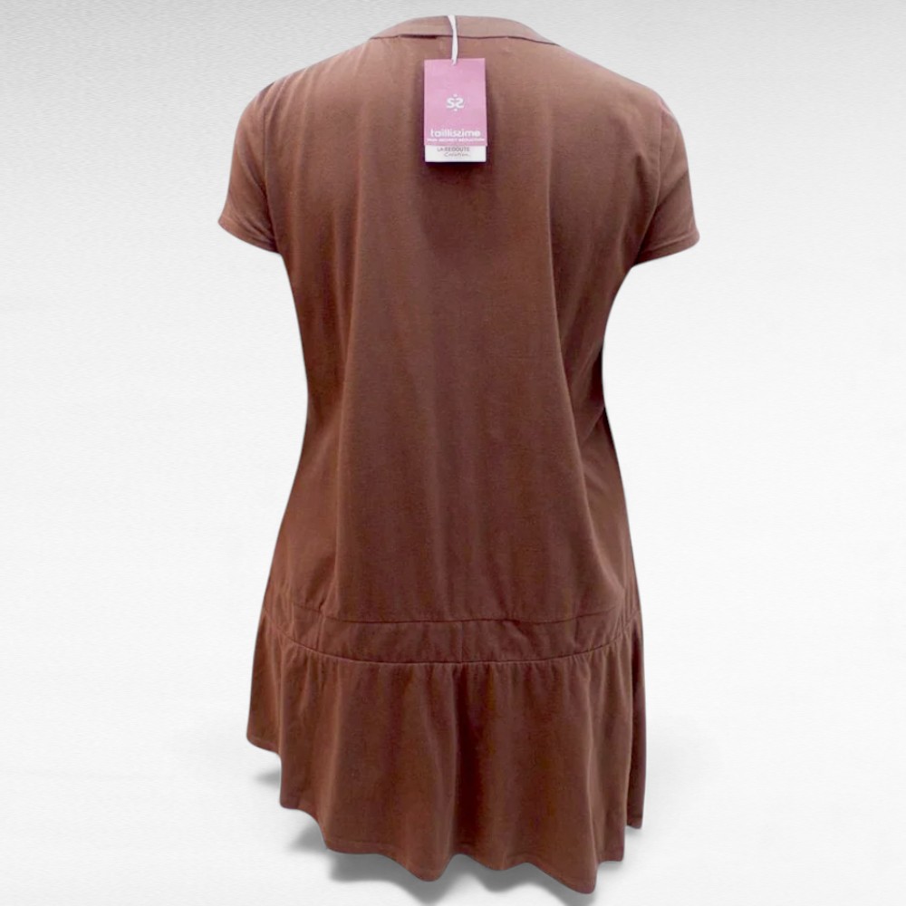 TU.058 - Pruun lilletikanditega satsiga tuunika "Taillissime" - Image 2