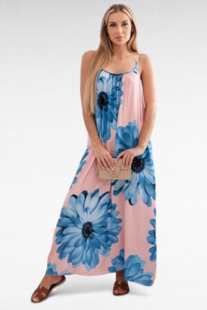 KL.618 - Efektse lillemustriga viskooskangast maksikleit "Moda Italia"