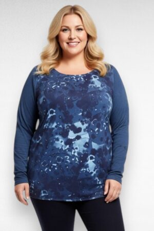 Tumesinine mullimustriga puuvillane naiste pluus "Gina Benotti" (PL.258)