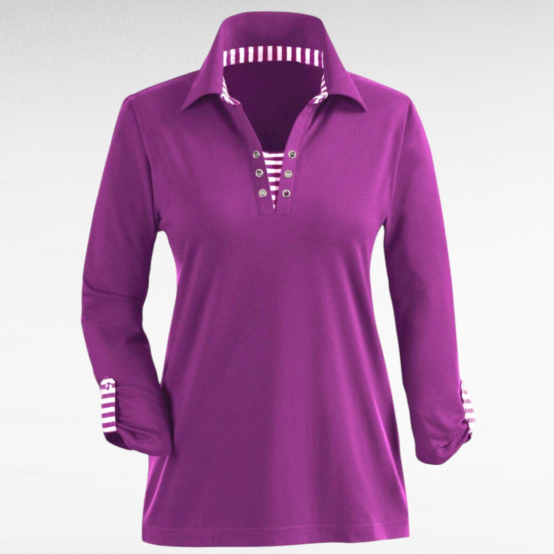 PL.529 - Triibulise mustriga puuvillane pluus "L Collection" - Image 3