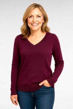 KU.060 - V-kaelusega pehme veinipunane sviiter "Old Navy"
