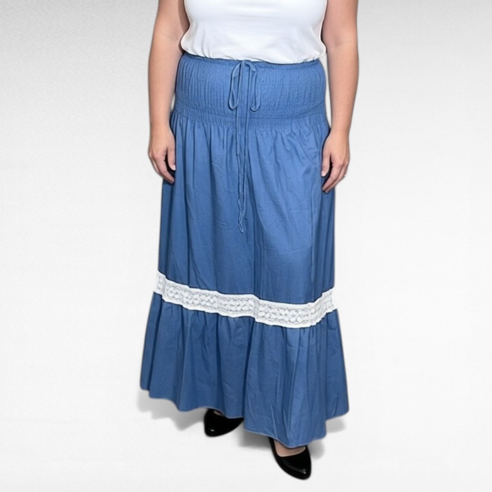 Helesinine pikk satsiline ja pitsiline teksaseelik (SE.014)