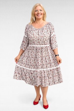 Punase lillemustriga õlapaeltega suvekleit (KL.120)