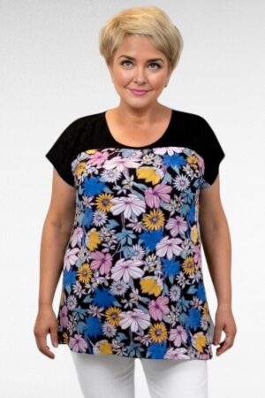 TU.177 - Must värvikireva lillemustriga tuunika "Yours Curvy"
