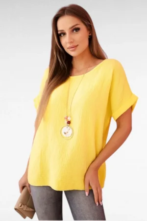 PL.042 - Puuvillasest musliinkangast kaelakeega pluus "Magma"