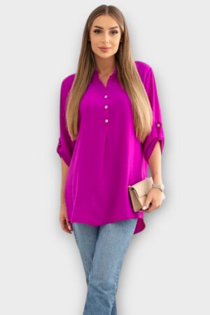PL.496 - Pidulik siidjast materjalist poolpikkade varrukatega pluus "Italy Moda"