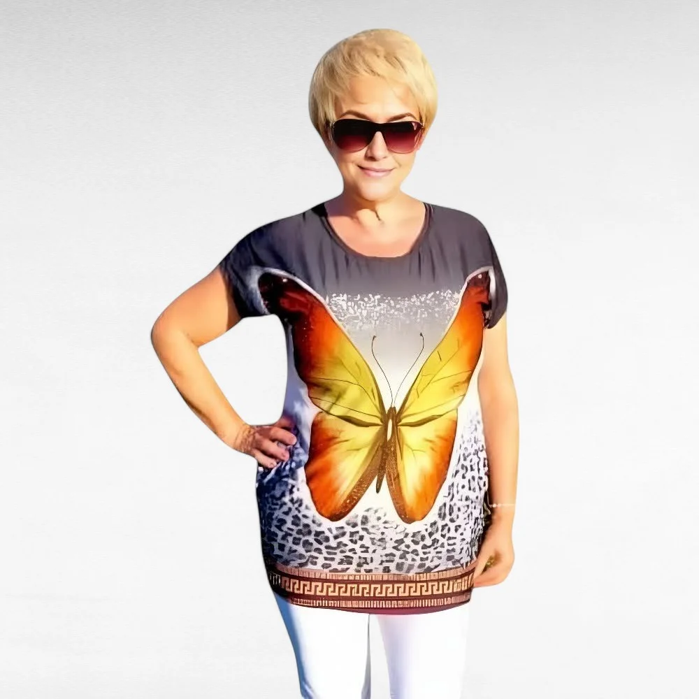 TU.115 - Sätendava liblikamustriga must tuunika "Preppy"